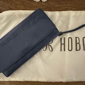 Hobo Blue Leather Rider Wallet Magentic Closure